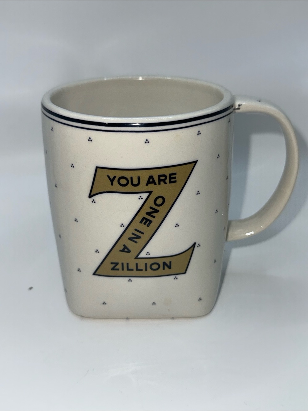 Anthropologie Cream Mug Initial 'Z" Ceramic You Are One in a Zillion